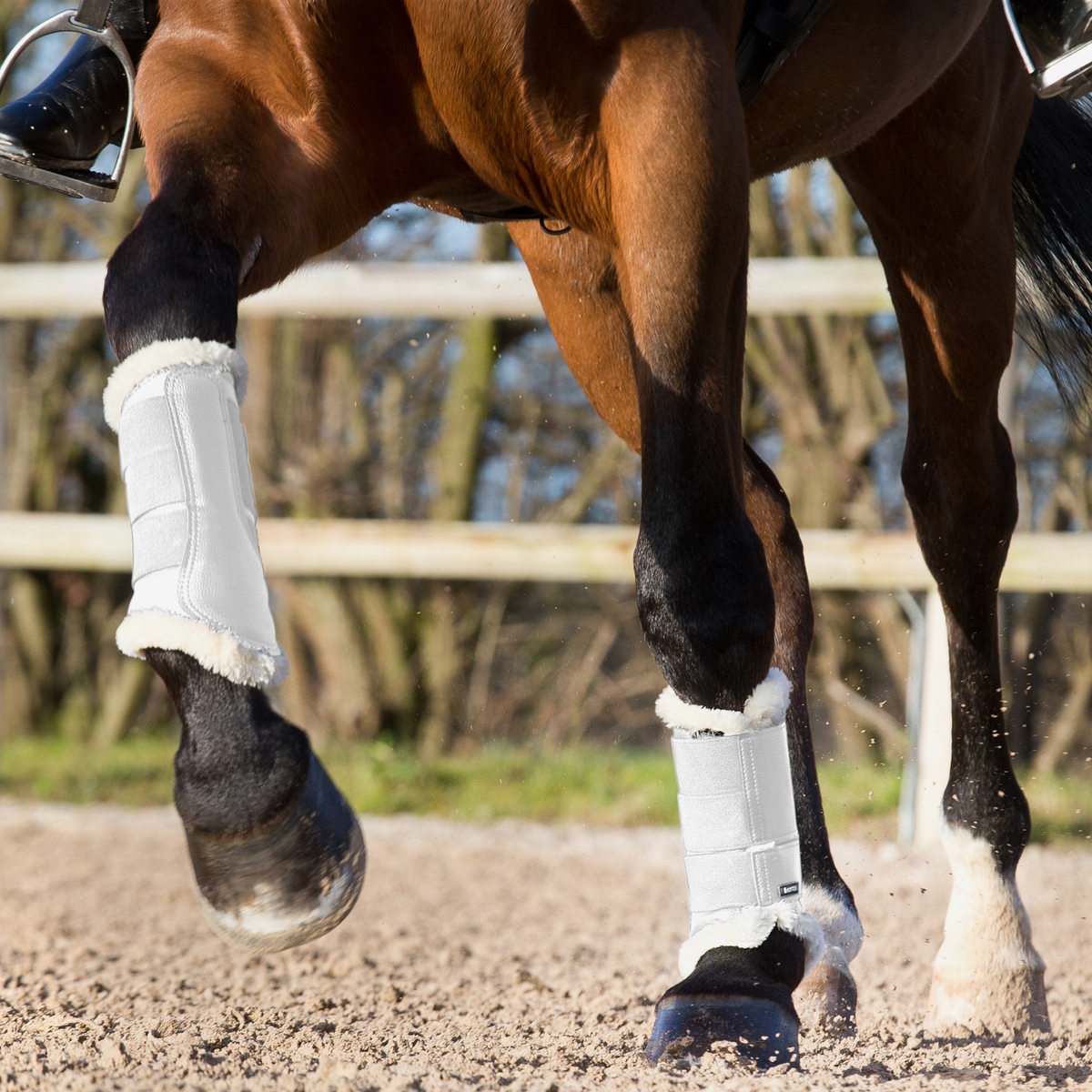 乗馬用品もり乗馬 馬 ブラッシングブーツ ボア付プロテクター 前後 ...